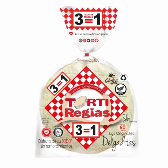 Tortillas TortiRegias de maíz blancas delgaditas 50 pzas