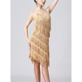 thumbnail image 3 of Kaerm Women's 1920s Flapper Dress Spaghetti Straps Sequin Fringe Latin Dance Dress Party Dancewear Gold L, 3 of 7