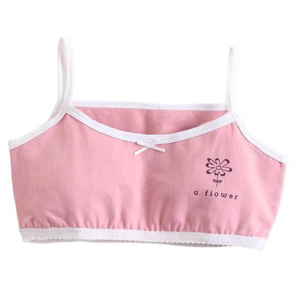 Zanarzt Seamless Girls Sports Bra Girls Cotton Bralette Seamless Crop Bras Children's Cotton Sports Bra Light Pink,7-8 Years