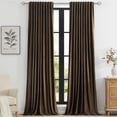 thumbnail image 1 of Cortinas PRIMROSE de terciopelo marrón, 244 cm de largo, juego de 2 paneles, 1 of 7