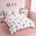 thumbnail image 2 of Erosebridal Cute Bow Knot 7-Piece Twin Bedding Sets For Girl,Football Sport Games Ball Theme Kids Bedding Comforter Set,Reversible Pink, 2 of 7