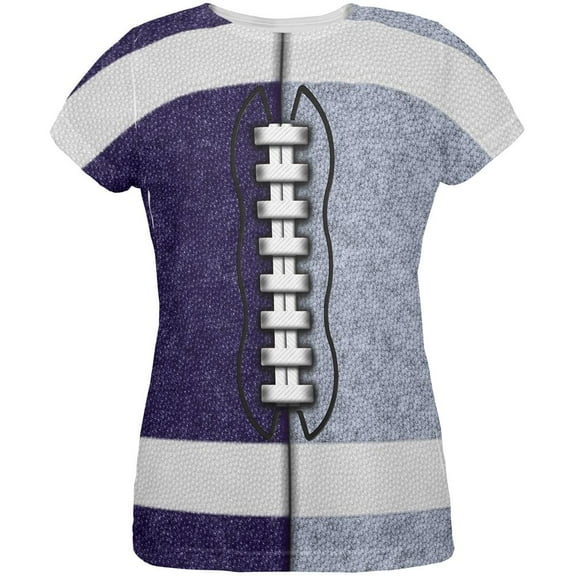 Fantasy Football Team Navy and Light Blue All Over Womens T Shirt Multi MD
