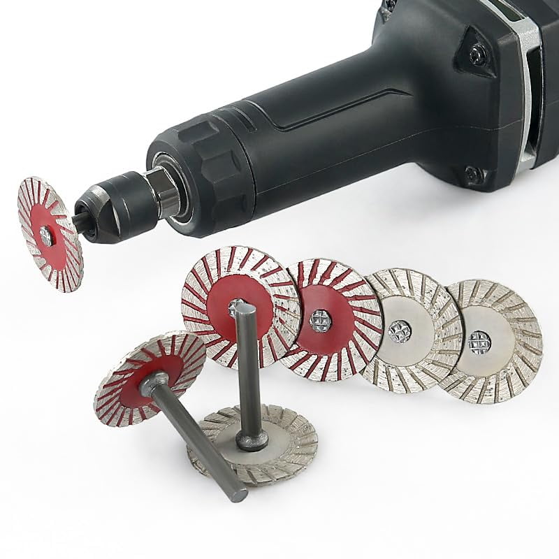 ABCISI 5-Piece 6mm Diamond Cutting Wheel Set,  Suitable for Rotary Tools - Mini Saw Blades with Mandrels for Dremel, Wood Carving, Jewelry Making & Precision Grinding