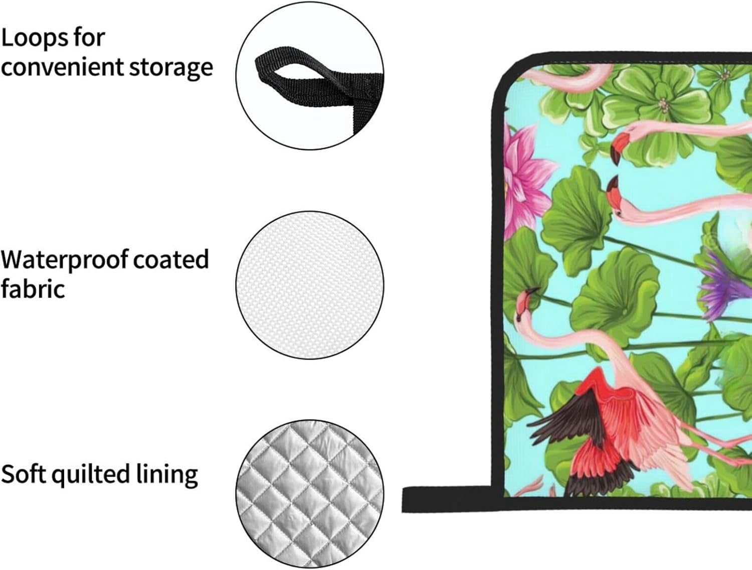 Flamingo Love Flowers Oven Mitts and Pot Holders Sets for Kitchen 4 Pcs 7"X11" Heat Resistant Baking Cooking