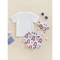 thumbnail image 4 of Bagilaanoe 4th of July Clothes for Newborn Baby Girl Short Sleeve Letter Print Short Sleeve T-Shirts Tops + Shorts + Headband 6M 12M 18M 24M Infant Independence Day Outfits 3pcs Short Pants Set, 4 of 8