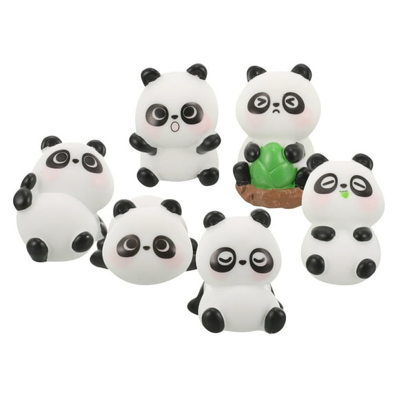 GOOHOCHY Cute White Resin Panda Dashboard Decorations for Car Interior Accessories Decor 6pcs Set