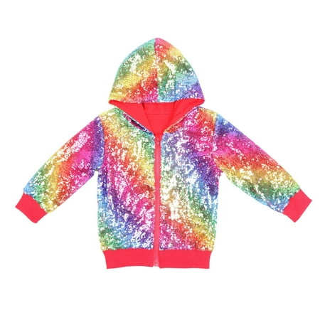 LIJCC Sequins Jacket for Girls Boy s Plaid Collar Glitter Varsity Hoodie Long Sleeves Zip Up Flip-Sequin Sparkle Metallic Hoodie Jackets Party Outwear