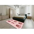 thumbnail image 5 of Ahgly Company Machine Washable Indoor Round Transitional Light Rose Pink Area Rugs, 3' Round, 5 of 7