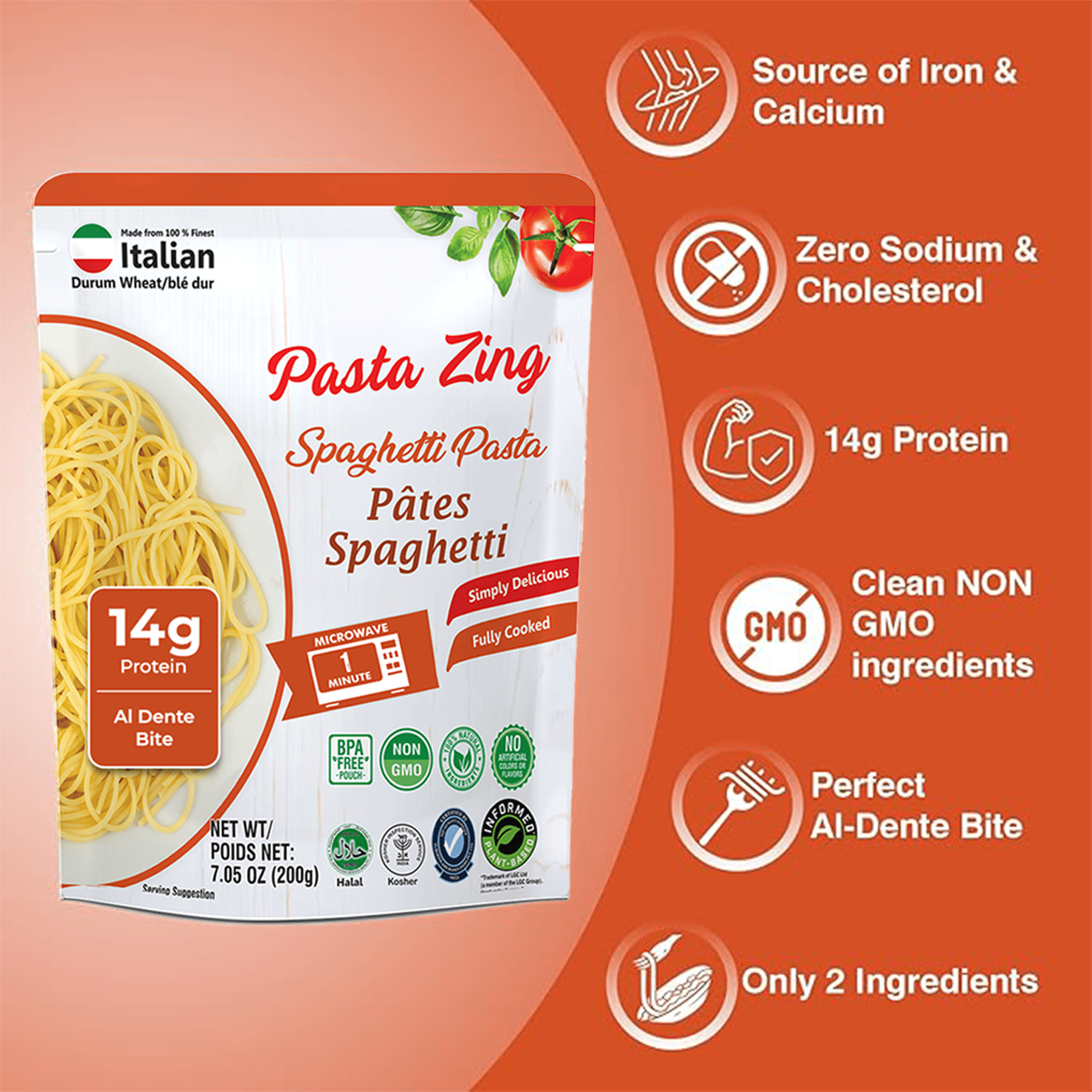 Pasta Zing Microwavable Spaghetti, Pack of 7, Ready in 60 Seconds