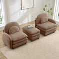 thumbnail image 5 of Miekor Furniture Teddy Fabric Soft Cloud-like Loveseat Sofa,Curved Backrest and Armrest with Curved Lumbar Pillows, Sectional 2 Seater Modular Couch with Movable Ottoman and Supportive Double- No9788, 5 of 9