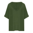thumbnail image 2 of Jalioing Women's T Shirt Oversized Half Sleeve V Neck Tee Shirt Solid Color Fashion Basic Summer Tops Clothes, 2 of 3