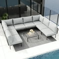 thumbnail image 3 of LayinSun 9 Pieces Aluminum Patio Furniture Set, Modern Modular Sectional Sofa with Coffee Table and Upgrade Thickness Cushion, 3 of 8