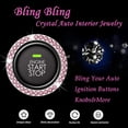 thumbnail image 4 of Pink Bling Crystal Rhinestone Car Engine Ignition Button Ring, Emblem Sticker, Girly Car Interior Accessory Decoration for Push to Start Button Cover, AC Control Knob,Car Shift Cover, 4 of 7