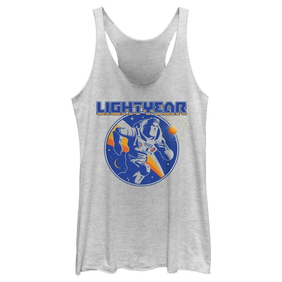 Women's Lightyear Retro Logo  Racerback Tank Top White Heather Medium