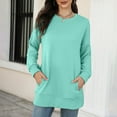 thumbnail image 2 of IROINNID Deals Polyester Long Sleeve T Shirt for Women Comfy Autumn And Winter New Round Neck Pocket Sweater Tops,Green, 2 of 7