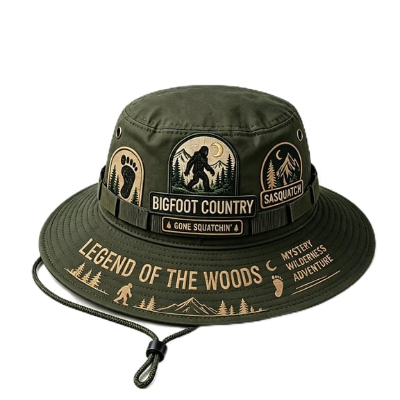 Bigfoot Country Boonie Hat, Legend of The Woods Sasquatch Wide Brim Outdoor Bucket Hat for Hiking Camping Fishing