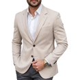 thumbnail image 4 of LEKWK Mens Suit Jacket Slim Fit Notched Lapel Two Button Blazer Lightweight Long Sleeve Fall Coat for Business Casual Wedding Party Beige XL, 4 of 8