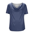 thumbnail image 2 of Fewfanhot Women Clothing Silk Satin Tops Cap Short Sleeve Blouse V Neck Shirts Business Casual Outfits, 2 of 4
