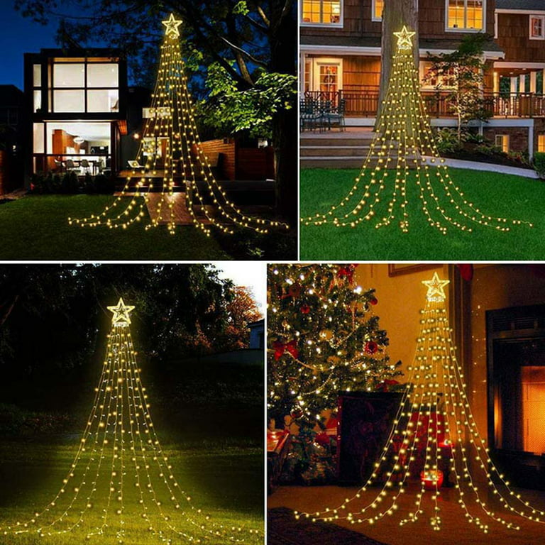 Onory 23FT Christmas Outdoor Waterfall Star String Lights, 860 LEDs, 8  Modes, Waterproof for Yard, Patio, Party Decorations