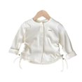 thumbnail image 1 of Spring Summer Children's Slim Fit Coat 1-8Y Girls Solid Color Single Breasted Jacket Casual Kid's Drawstring Cardigan Outwear, 1 of 6