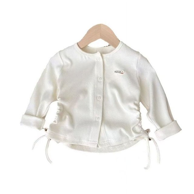 Spring Summer Children's Slim Fit Coat 1-8Y Girls Solid Color Single Breasted Jacket Casual Kid's Drawstring Cardigan Outwear