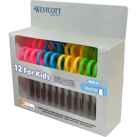 Westcott Kids Scissors with Antimicrobial Protection, 5" Blunt, 12/Pack