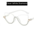 thumbnail image 3 of Resin optical anti blue light reading glasses, fashionable transparent diamond inlaid women's half frame far sighted glasses in Jianghu-Transparent white diamond-2.75, 3 of 5