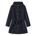 thumbnail image 7 of Ihhxva Windbreaker Jacket for Women Hooded Trench Coat with Pockets Adjustable Waist Women's Longline Lightweight Waterproof Casual Spring Outerwear S-3XL, 7 of 7