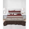 thumbnail image 2 of Quilts Twin-XL Size Bedding Set, Red Floral Lightweight Quilted Comforter, Modern Farmhouse Leaves Brown Striped Soft Reversible Bedspread Coverlet with Pillow Covers for All Season, 68" x 98", 2 of 7