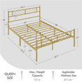 thumbnail image 4 of Renwick Justice Metal Platform Bed with Arrow Design, Queen Size, Antique Gold, 4 of 7