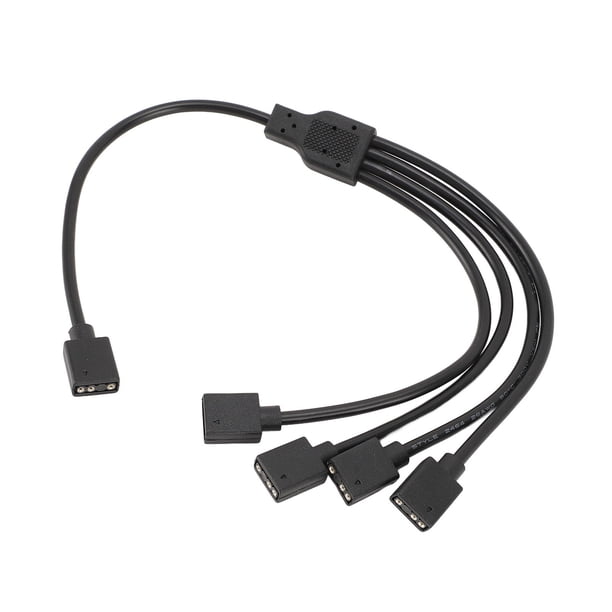 Divisor de cable argb, 1 a 4 hírra a hurbra 5 v 3 pines rgb cable de extensión divisor para chasis de computeradora enfriador de cpu y ventilador argb de 5 v