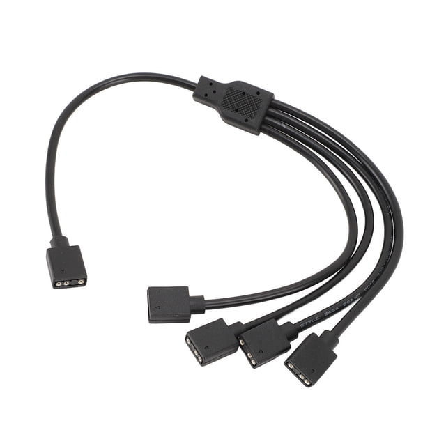 Divisor de cable argb, 1 a 4 hírra a hurbra 5 v 3 pines rgb cable de extensión divisor para chasis de computeradora enfriador de cpu y ventilador argb de 5 v