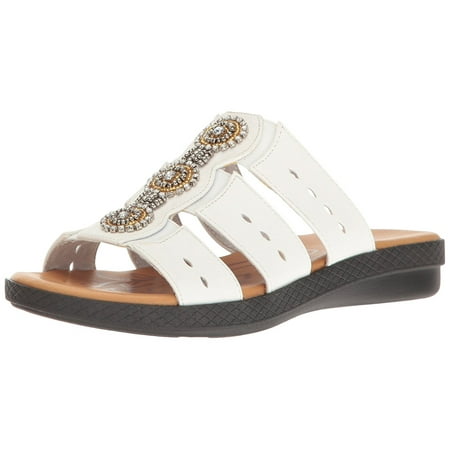 Easy Street Womens Nori Leather Open Toe Casual Slide Sandals | Walmart ...