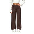 thumbnail image 2 of XRoczxe Girls Solid‑Color Wide‑Leg Casual Pants, Elastic Waist Lightweight Straight‑Leg Sports Trousers For Autumn Daily Outfit|Brown, 2 of 9