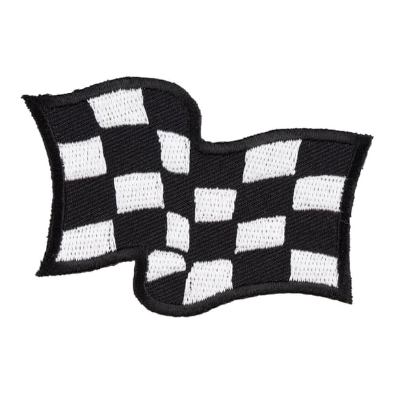 Waving Checkered Flag Patch, Racing Patches