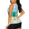 thumbnail image 3 of Balery Gnomes On The Beach Camiseta sin mangas estampada ligera para mujer, tops de entrenamiento sin mangas, camisetas de yoga transpirables de secado rápido.-Small, 3 of 7