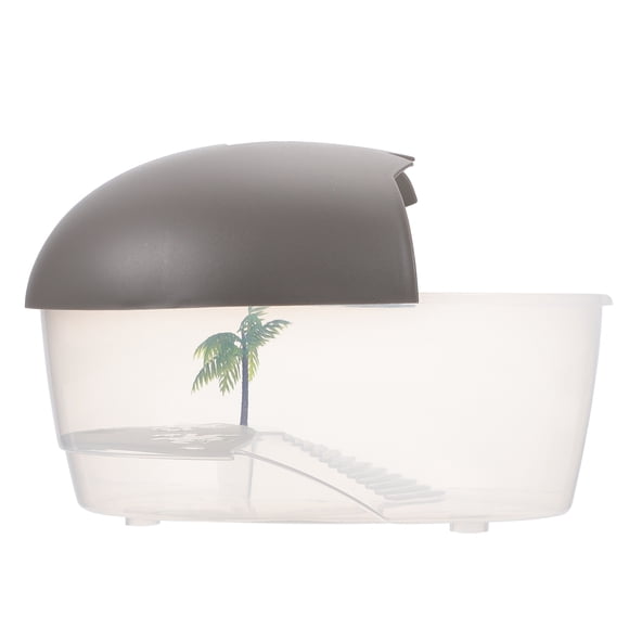 WRITWAA 1Pcs Grey Square Turtle Feeding Terrarium for Aquatic Environment 9.82X6.68X6.09in