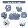 thumbnail image 5 of DAKIMOE Travel Duffle Bag for Women Men, Weekender Bags Carry on Gym Bag with Wet Pocket/Adjustable Strap/Shoe Compartment, Foldable Waterproof Overnight Tote Bag for Plane Sports Dance, Haze Blue, 5 of 9