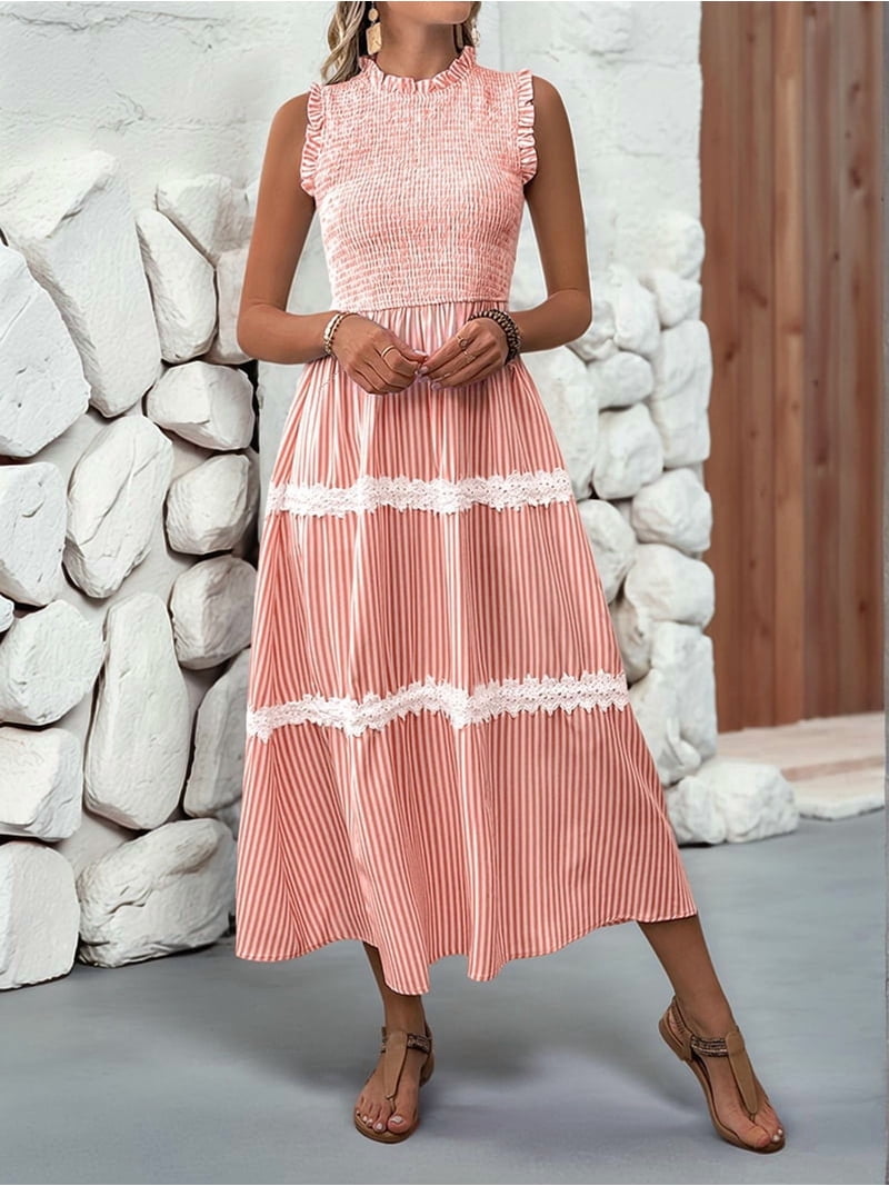 pink and orange tiered dress Pink & Orange Colorblock Tiered Dress Confetti Boutique