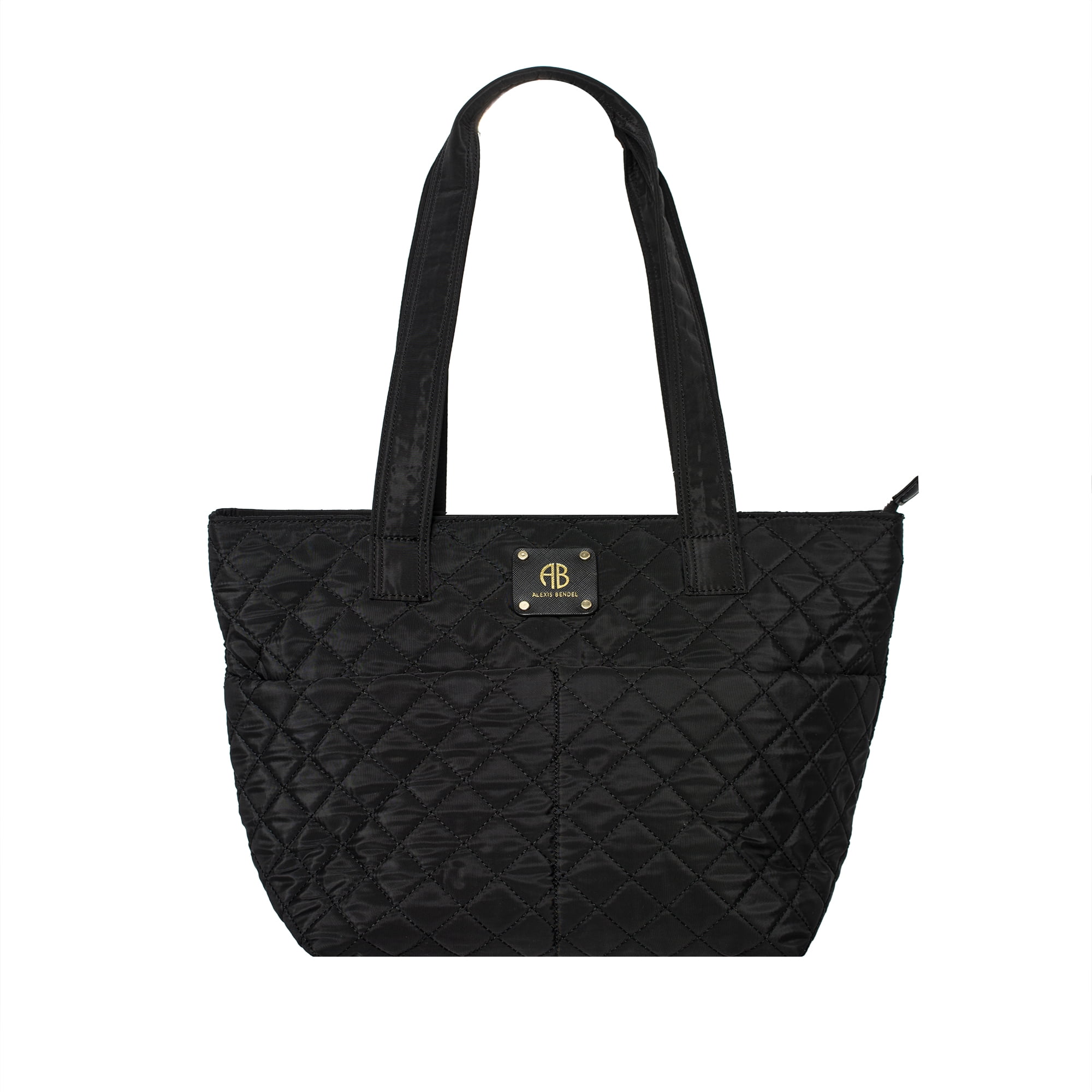Alexis Bendel Women’s Large Quilted Nylon Zipper Tote Handbag With Dual