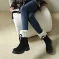 thumbnail image 6 of Thick Soled Butterfly Knot Color Blocked Hairy Boots Short Boots Cotton Boots, 6 of 8
