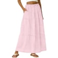 thumbnail image 3 of Fewfanhot Women's Skirts Summer Casual Elegant Tiered Maxi Skirt High Waisted A Line Flowy Long Skirts with Pockets, 3 of 9