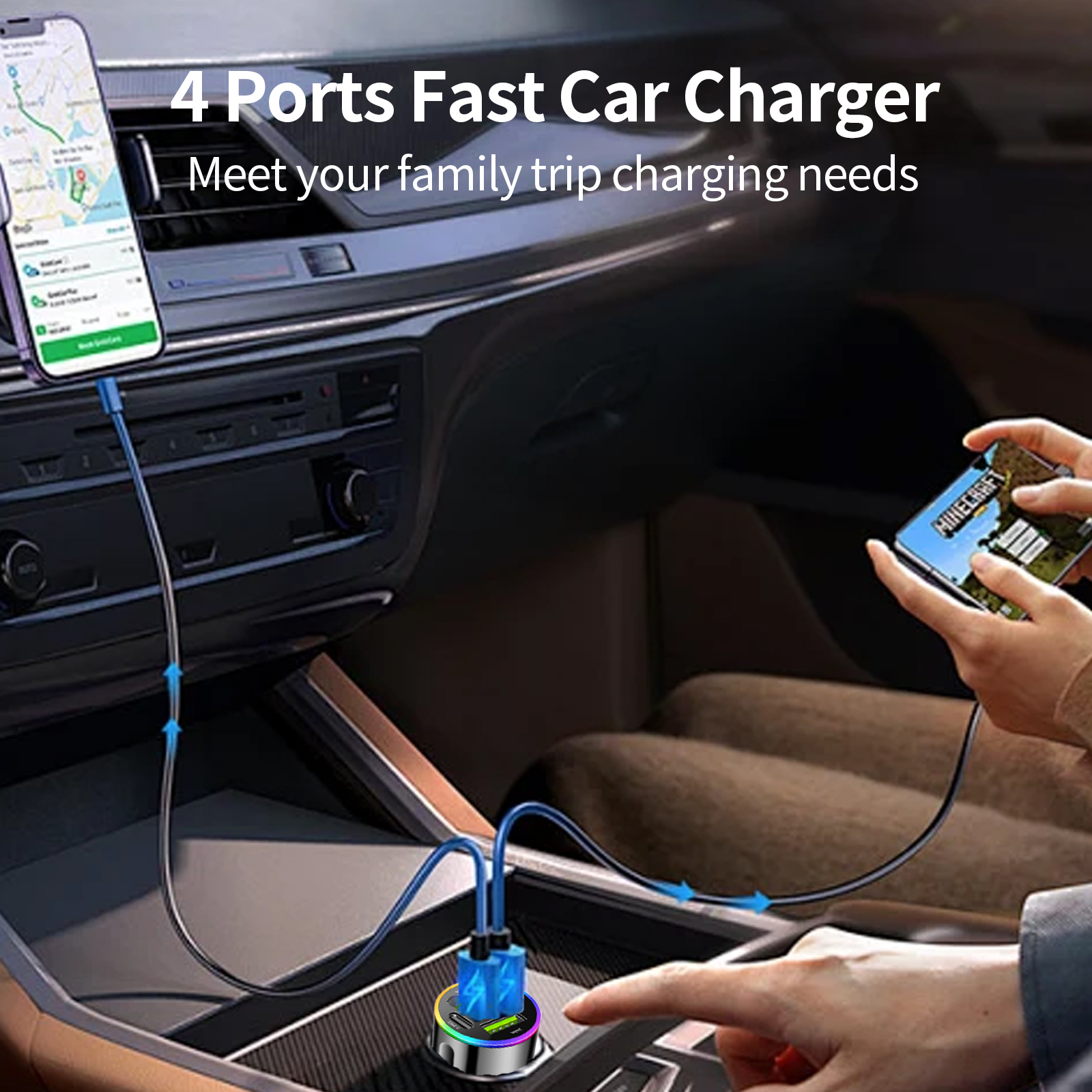 WJXCMDBS 85W 4-Port USB-C Car Charger, Black photo 8
