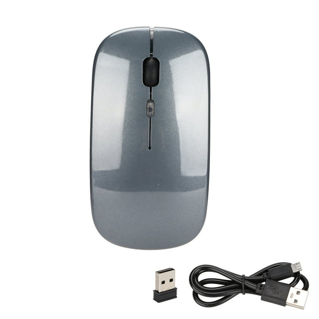 Ratón inalámbrico ergonómico de 2,4 G con modo dual, luz LED de respiración, batería recargable de 500 mAh, DPI ajustable, para oficina, color gris
