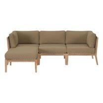 Clearwater Outdoor Patio Teak Wood 4-Piece Sectional Sofa