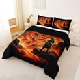 thumbnail image 2 of Metsweet Flame Dragon King Size Comforter Sets 3pcs, Japanese Samurai Comforters King Size, Red Gold Black,Black Reversible,1 Comforter and 2 Pillowcases, 2 of 6
