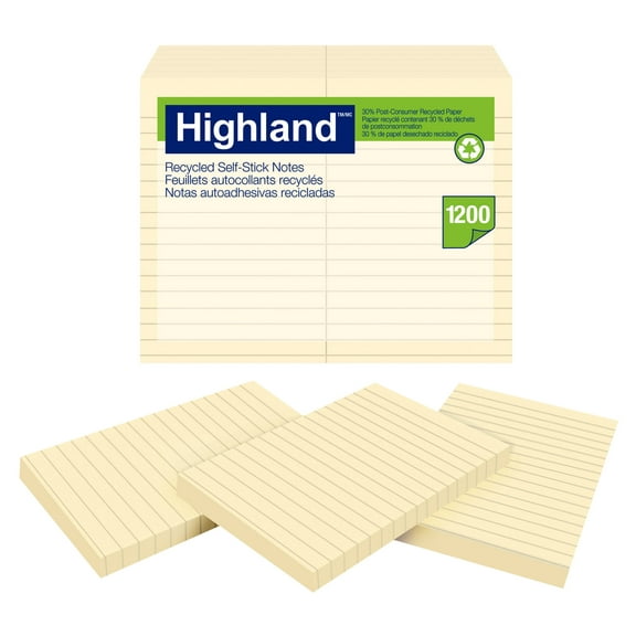 Self-Stick Notes, 3 X 5, Yellow, 100-Sheet, 12/pack | Bundle of 5