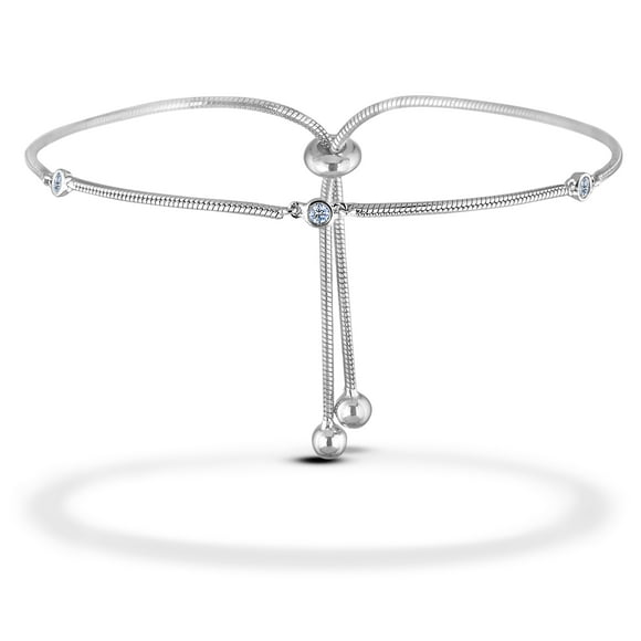 925 Sterling Silver 0.06 Cttw Canadian Diamond Trilogy Bolo Bracelet