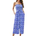 thumbnail image 2 of Gibobby Monos de Moda Tank Wide Casual Pierna con bolsillos Womens Jumpsuit Belt Loose Jumpsuits Smocked Top Rompers Sin mangas Mono de mujer(Azul， L), 2 of 3