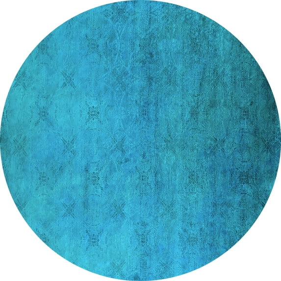 Ahgly Company Indoor Round Oriental Light Blue Industrial Area Rugs, 5' Round